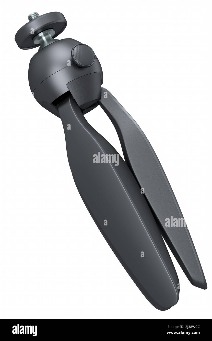 Photo and video tripod with quick release plate isolated on white ...
