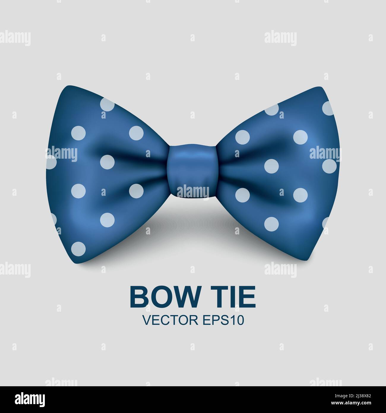 Vector 3d Realistic Blue Polka Dot Bow Tie Icon Closeup Isolated on ...