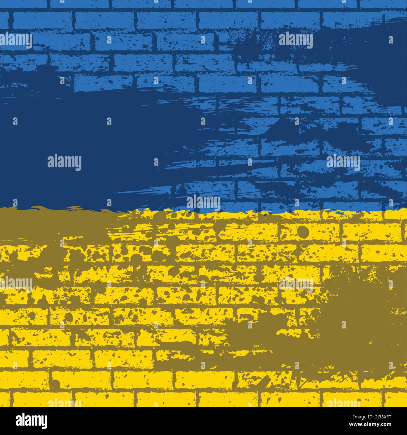 Ukraine flag grunge brick wall Stock Vector