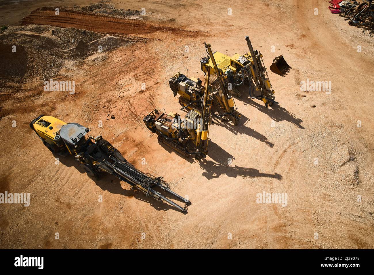 Drilling rigs aerial view Stock Photo