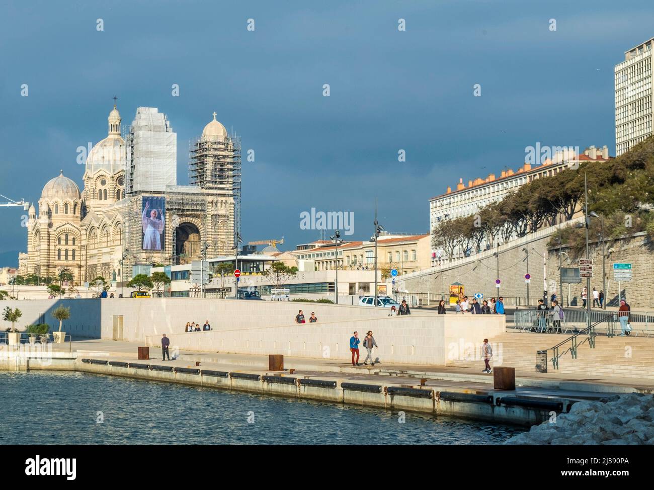 MARSEILLE, FRANCE - OCT 31, 2016: The majestic facade of magnificent Cathedral of Saint Mary Major Stock Photo