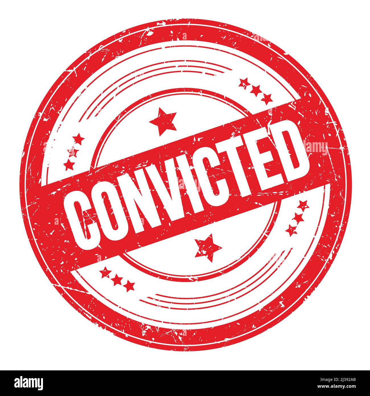 CONVICTED text on red round grungy texture stamp Stock Photo Alamy