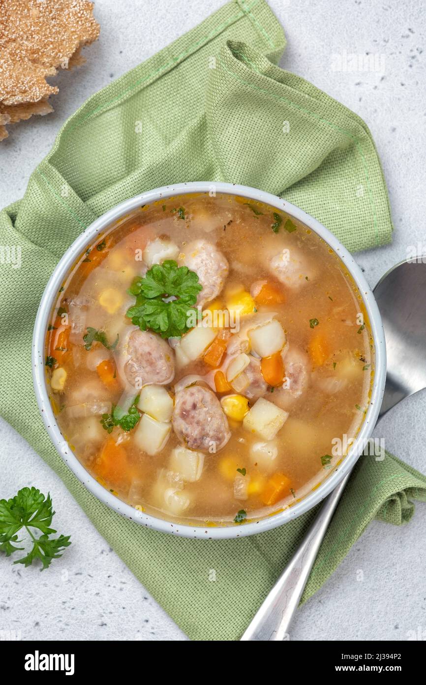 Chicken meatball soup Stock Photo Alamy