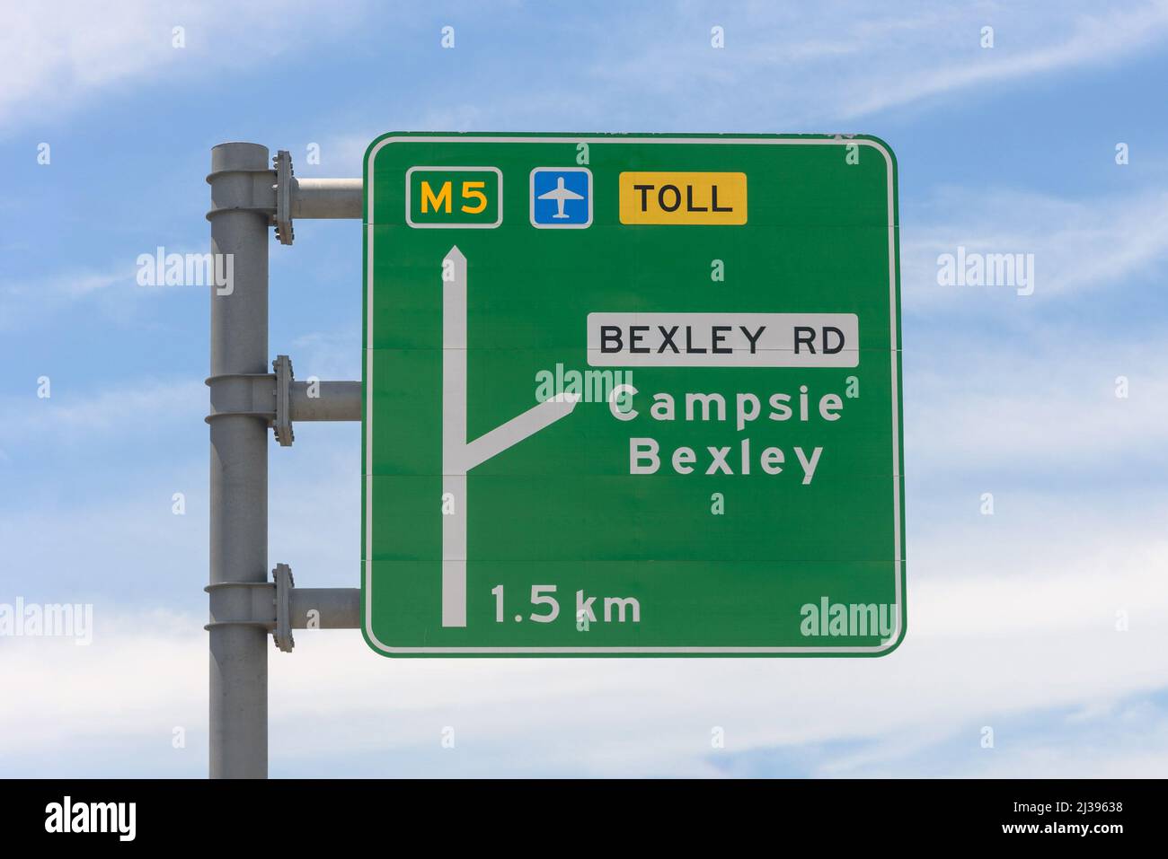 The sign for the Bexley Road exit on the eastbound M5 motorway in