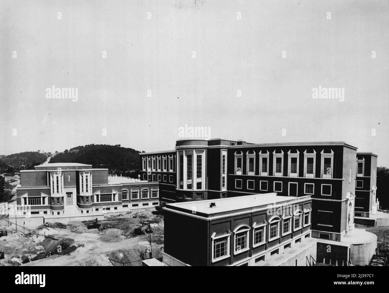 ***** 'College of Physical Education' in Rome. Featuring modern, factual style building of new sports forum 'Mussolini', which now is approaching its completion. Text Without prejudice! November 14, 1932. Stock Photo