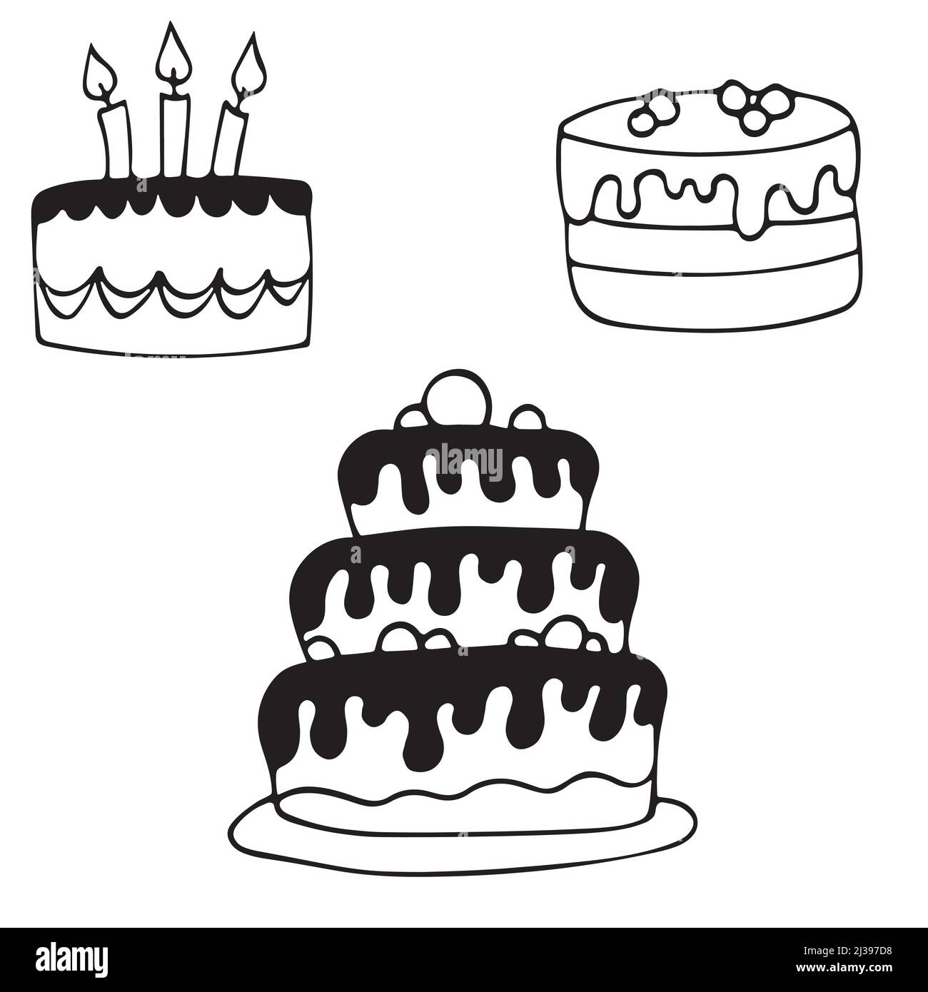 Set of vector hand drawn doodle cakes Stock Vector Image & Art Alamy