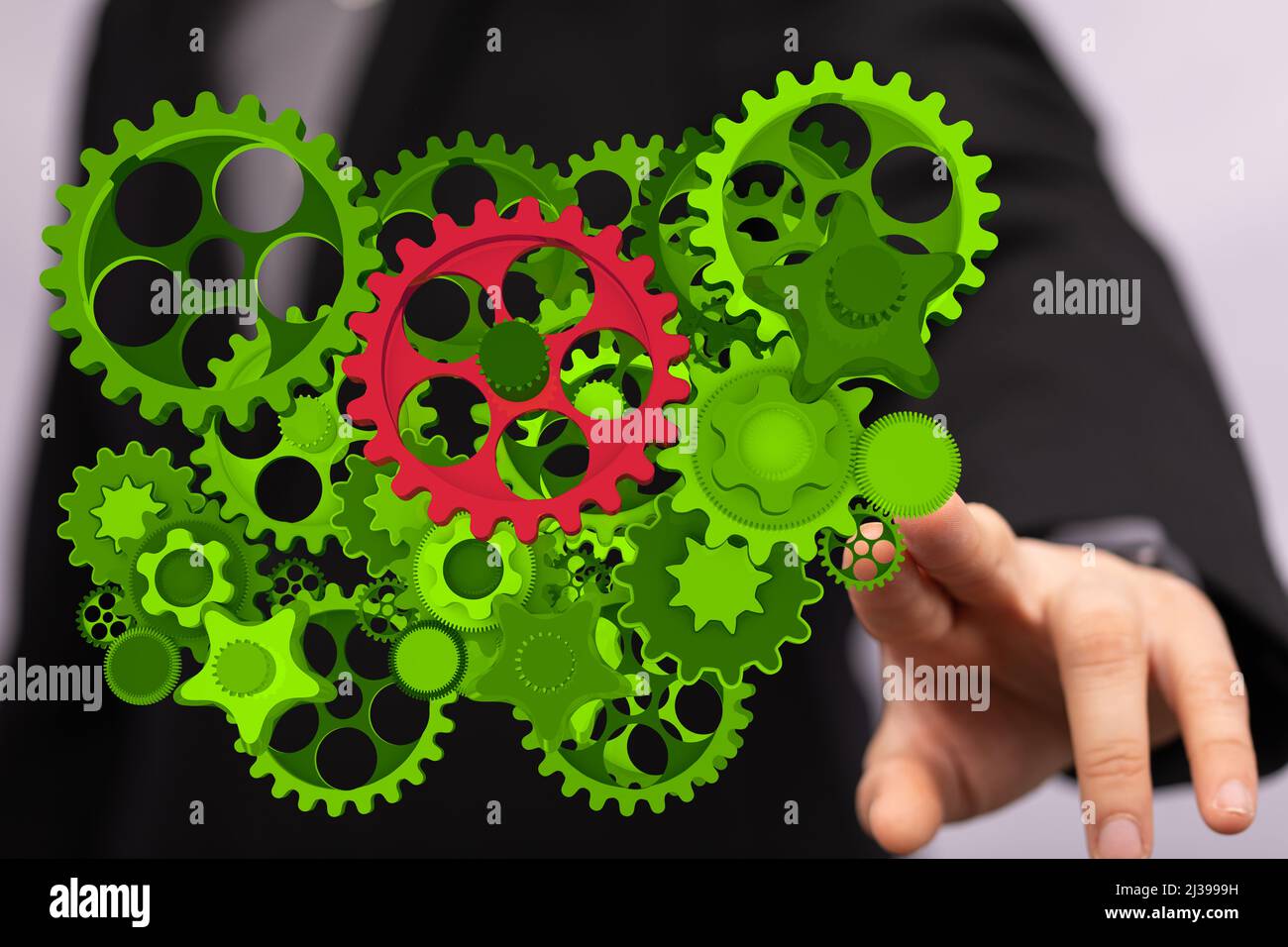 An illustration of green Mechanism gears and cogs Stock Photo Alamy
