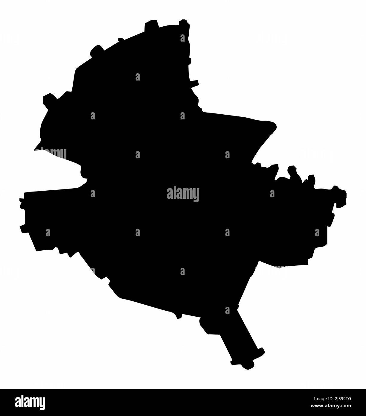 Bucharest city, silhouette map isolated on white background, Romania ...