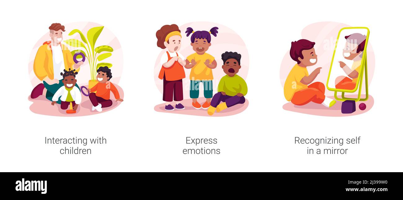 Social interaction in daycare center isolated cartoon vector