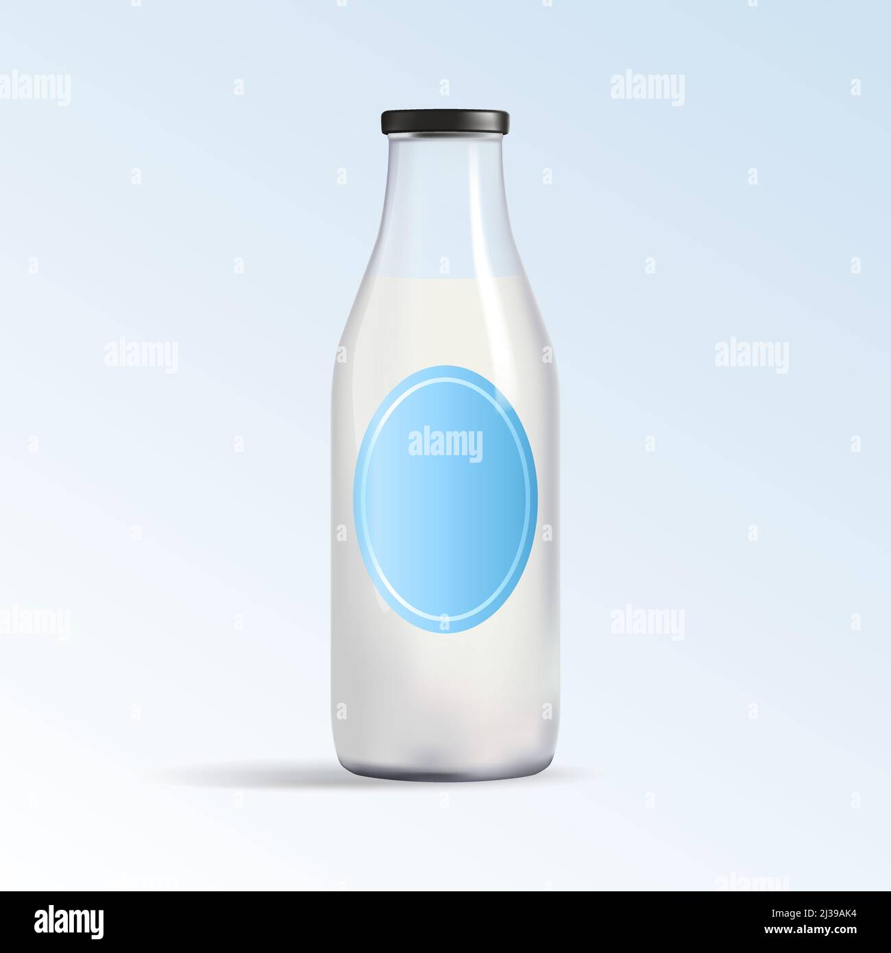 Glass bottle for milk. Blank Branding Mockup. Vector illustration Stock Vector