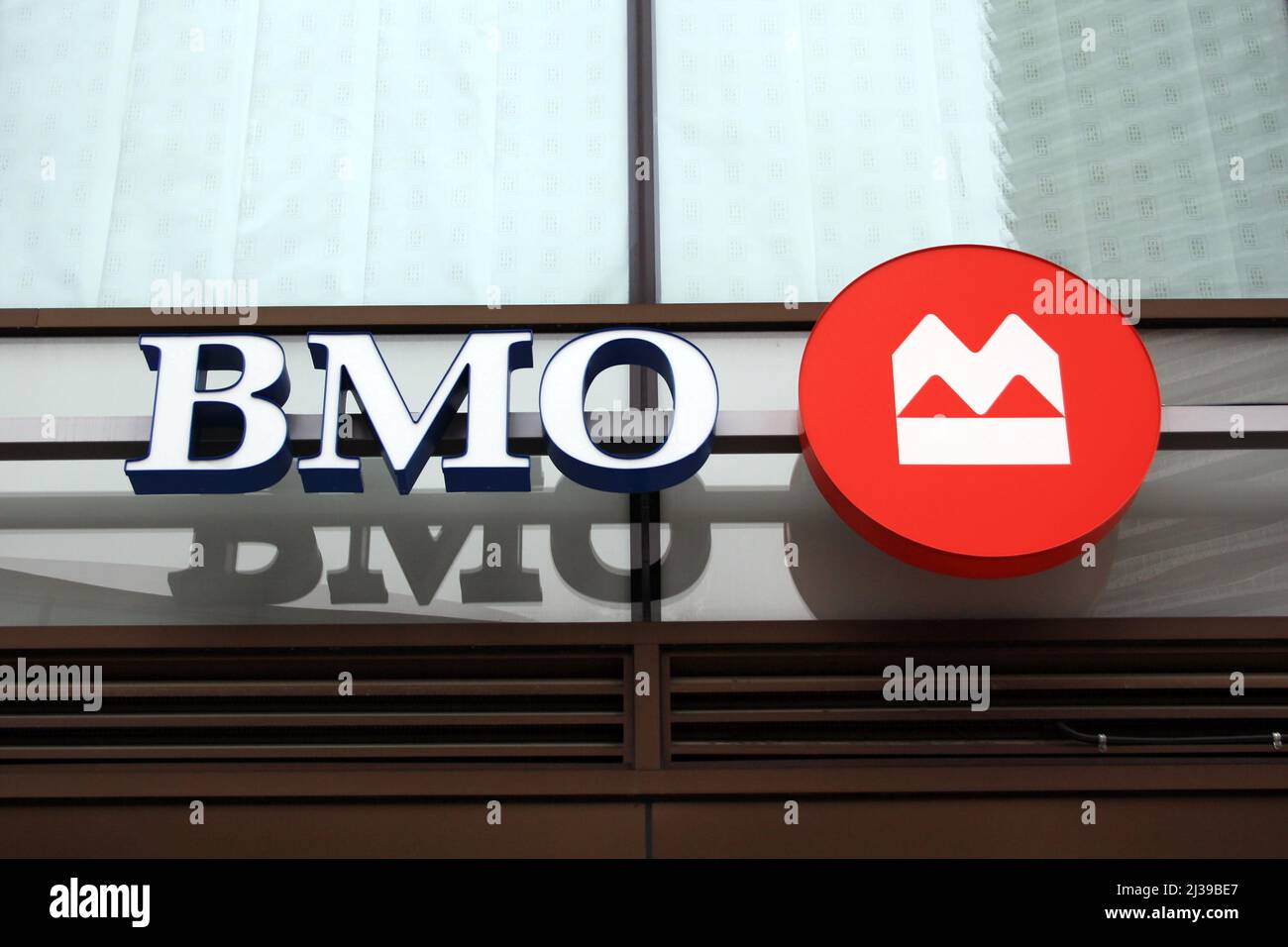 The Bank of Montreal signage at Brentwood Mall, Burnaby Stock Photo Alamy
