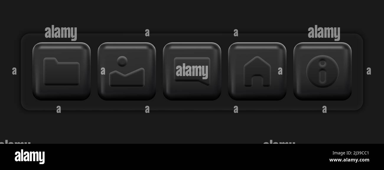 Basic 3d Icons. App Black Set. Vector illustration Stock Vector