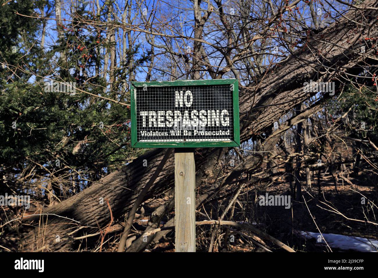No trespassing sign Long Island New York Stock Photo