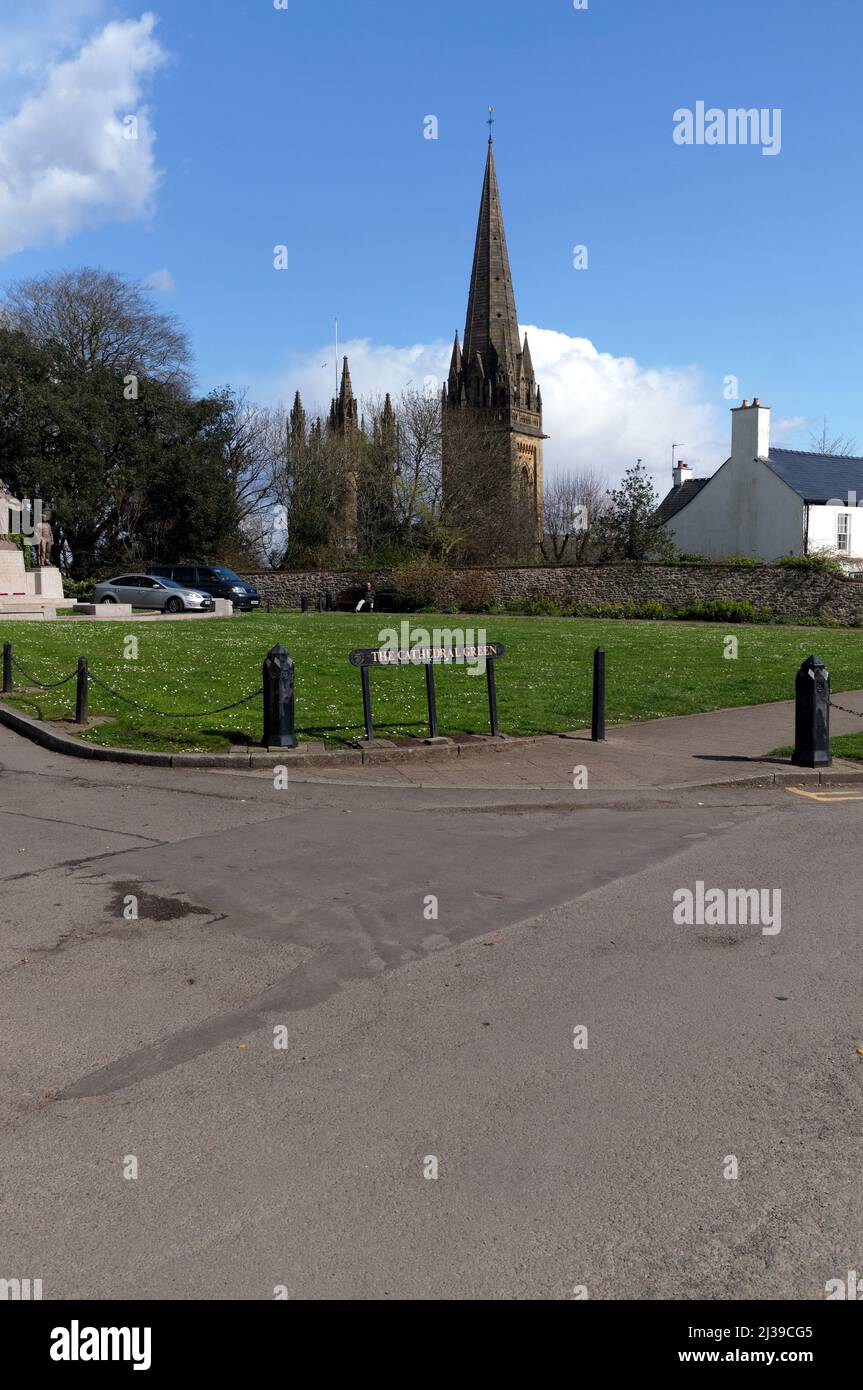 Cathedral Green, Llandaff showing Llandaff cathedral in the distance
