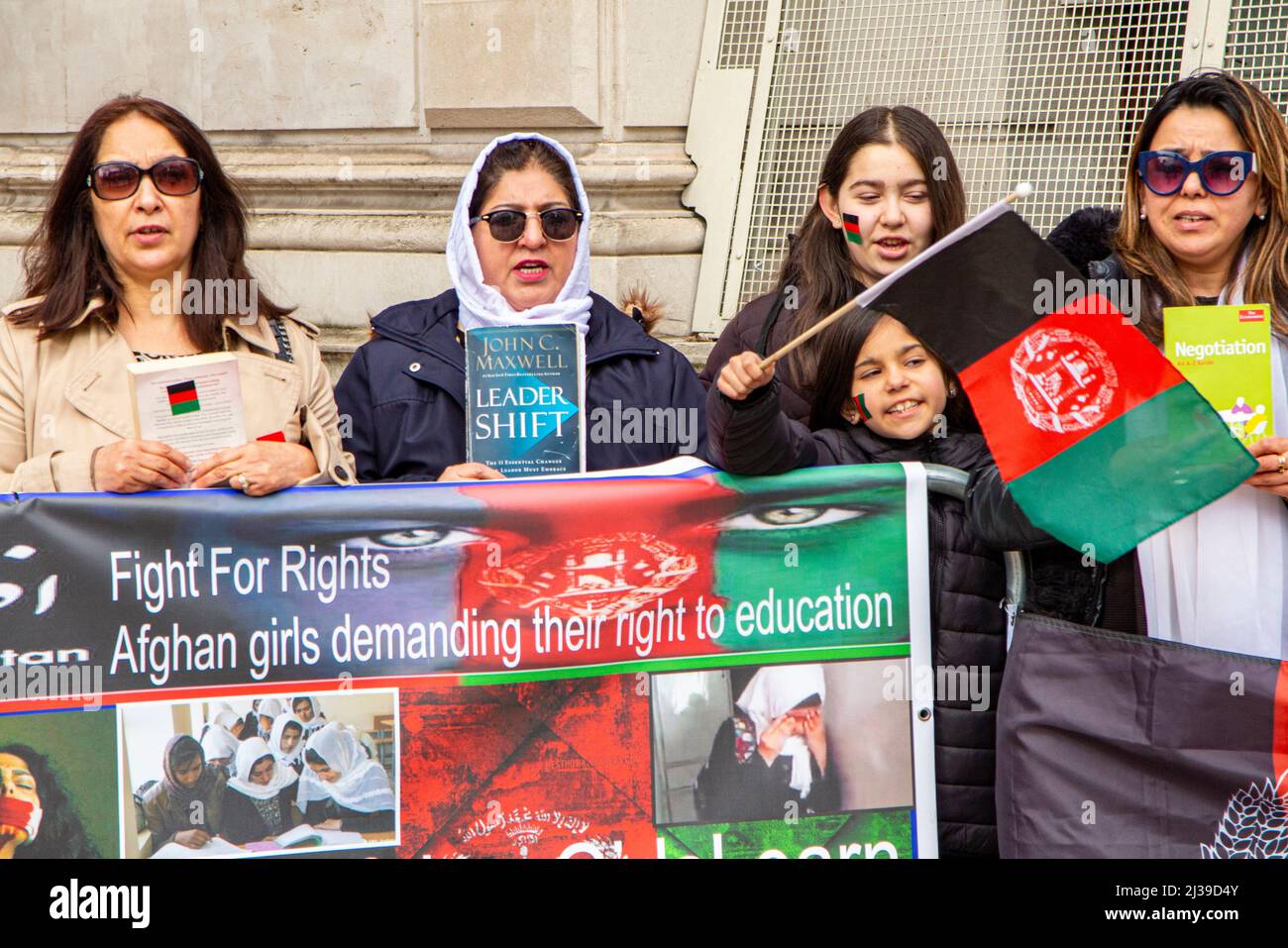 2nd April 2022 - a crowd of demonstrators demand the right to educate girls in Afghanistan following the Taliban takeover Stock Photo