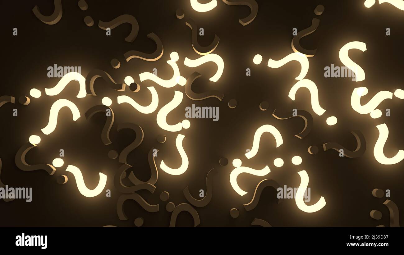 Question Rendered A 3D rendering of question marks, some of them glowing Stock Photo - Alamy