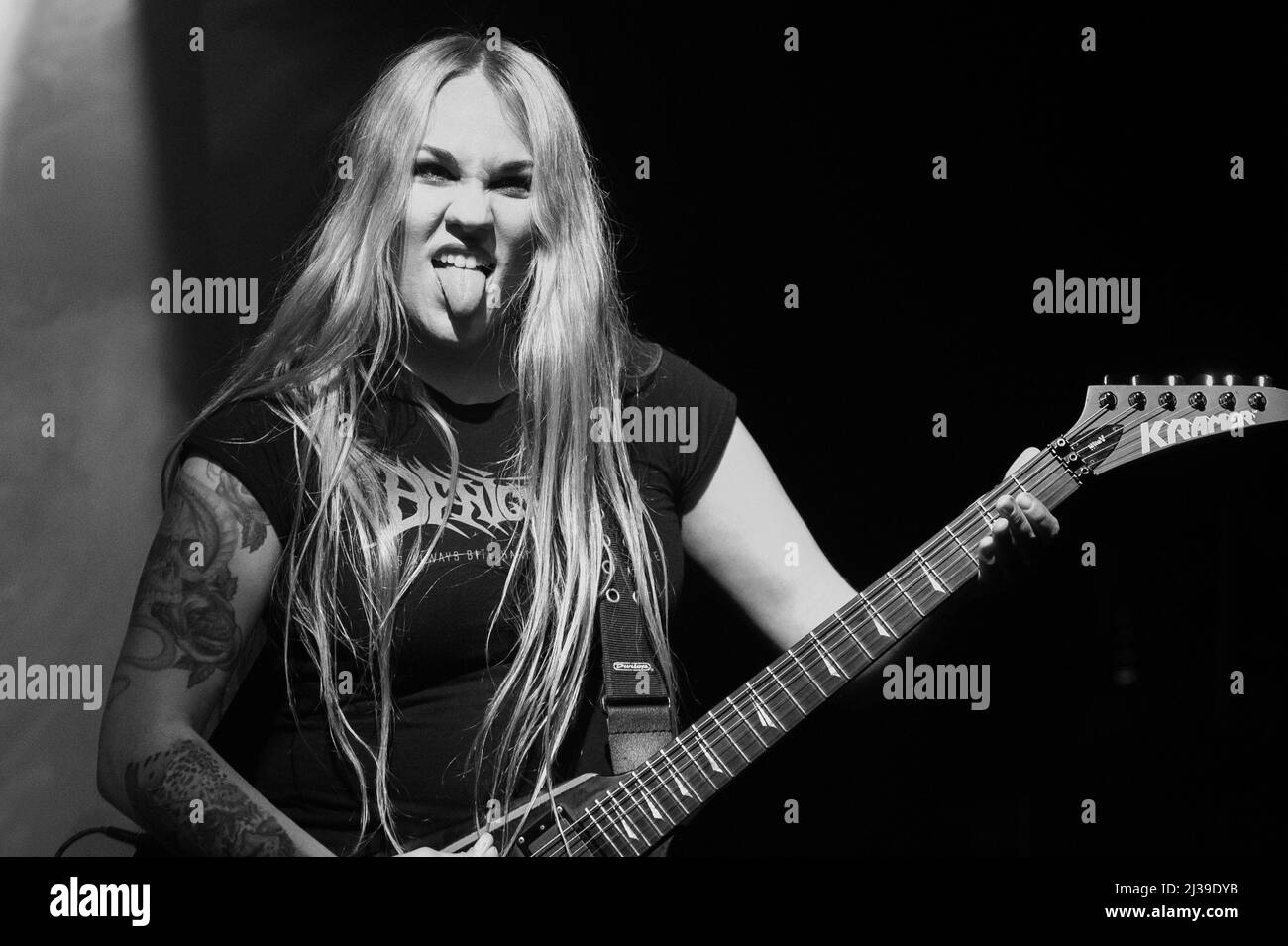 Munich, Germany. 05th Apr, 2022. Prika Amaral (Guitar) from Nervosa during the Double The Metal Tour 2022 at Backstage, München. Sven Beyrich Credit: SPP Sport Press Photo. /Alamy Live News Stock Photo