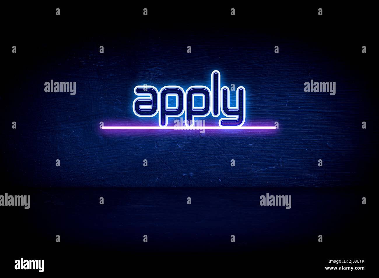 Apply - blue neon announcement signboard Stock Photo - Alamy