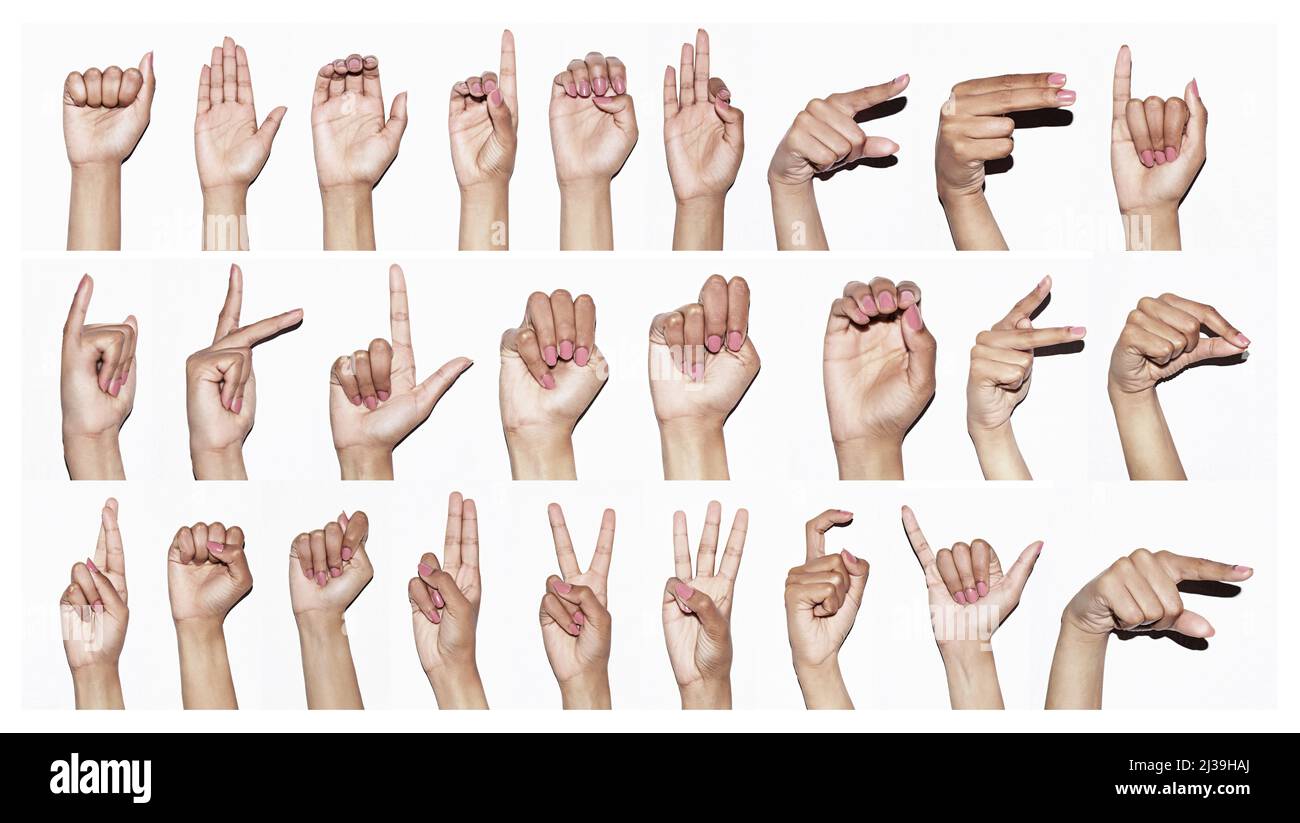 Hands showing sign language alphabet hi-res stock photography and ...