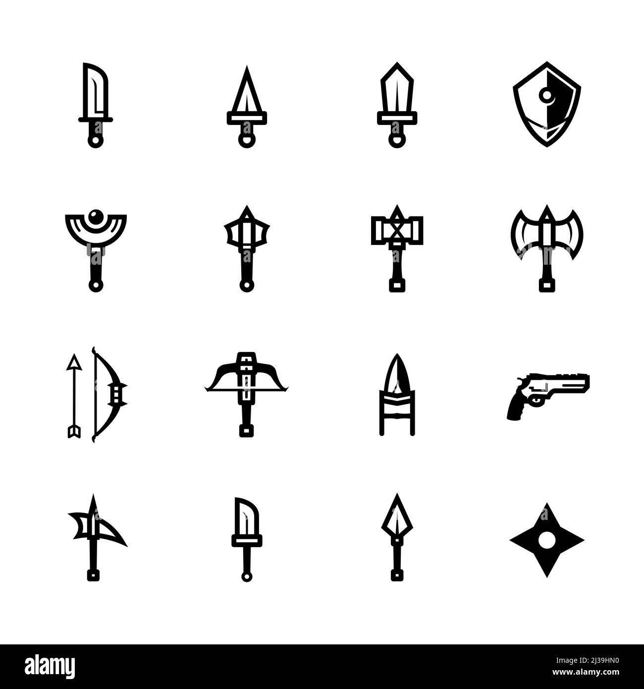 Weapon icons with White Background Stock Photo - Alamy