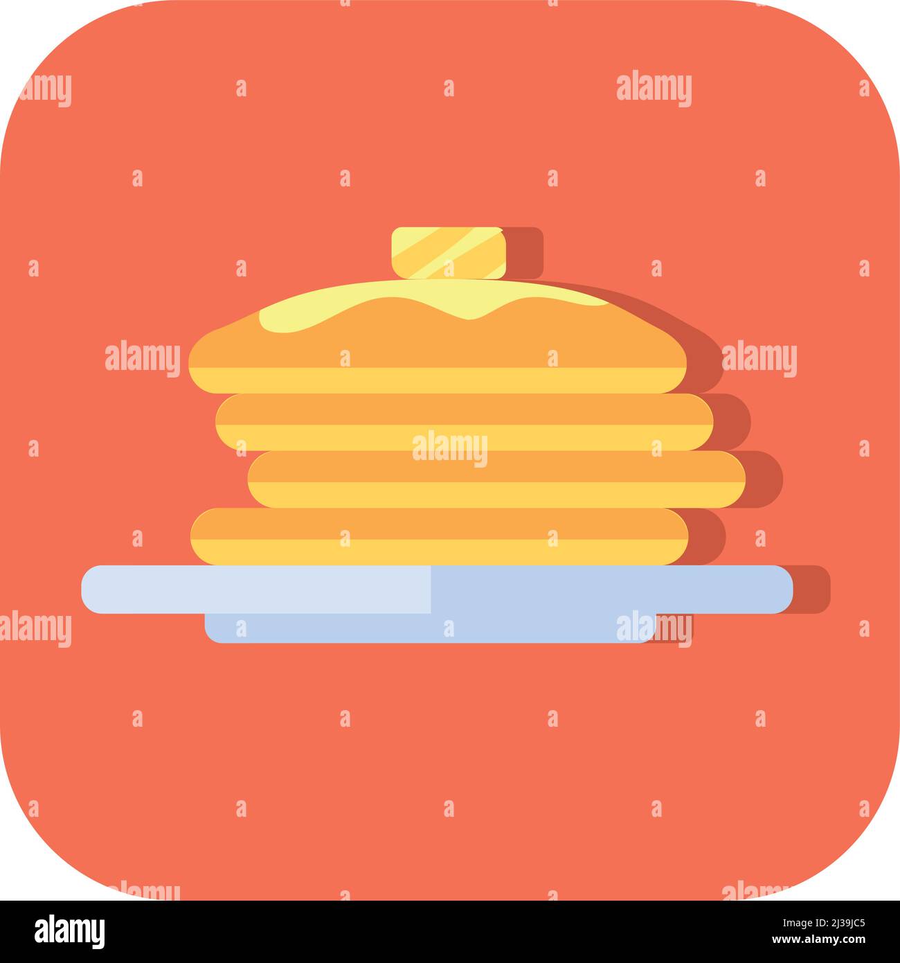 Abstract button icon plate with pancakes on a white background - Vector illustration Stock Vector