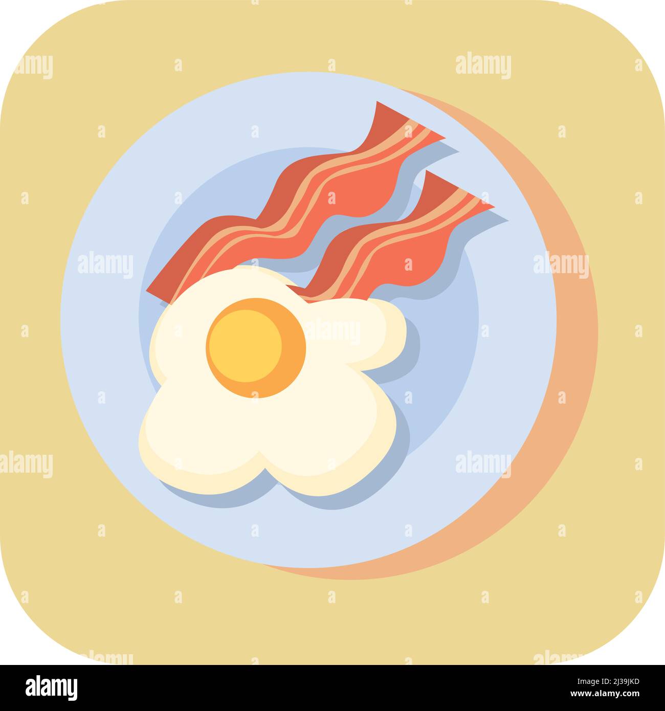 Abstract button icon scrambled eggs with bacon on a white background ...