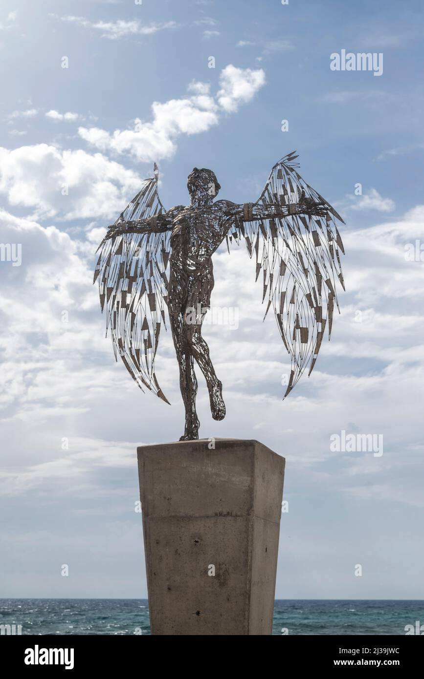 Icarus statue on the promenade near the sea in Ayia Napa Cyprus Stock Photo