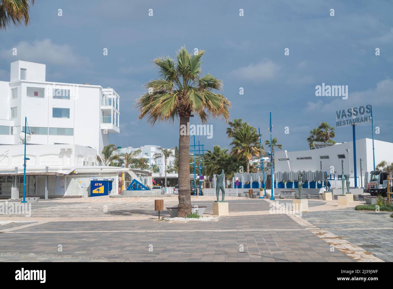 August 12 promenade ayaya napa in cyprus with palm trees Stock Photo