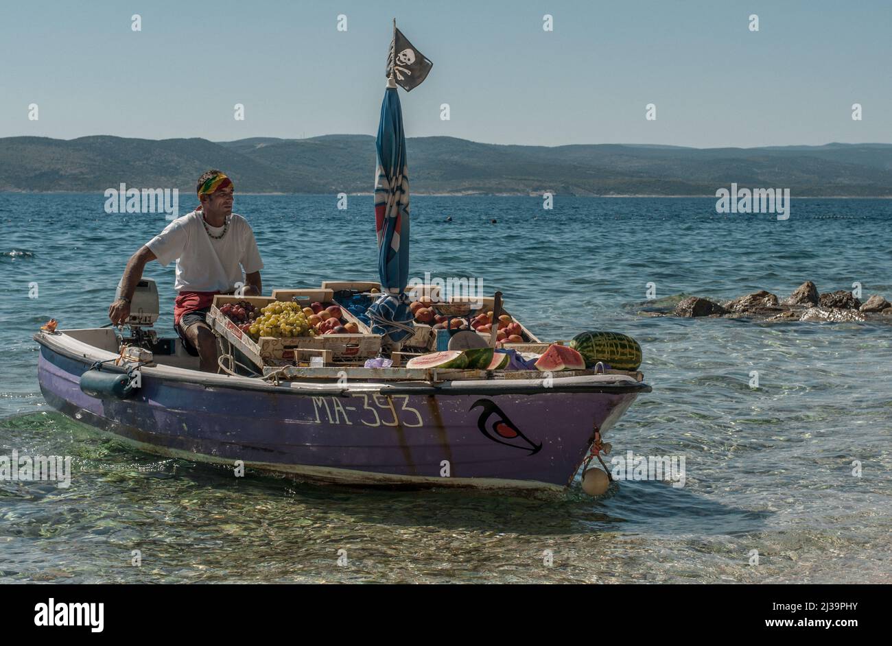 Fruit seller on the Adriatic coast. Stock Photo