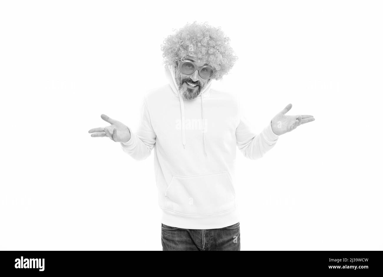 Bearded man with curly hair hi-res stock photography and images - Alamy