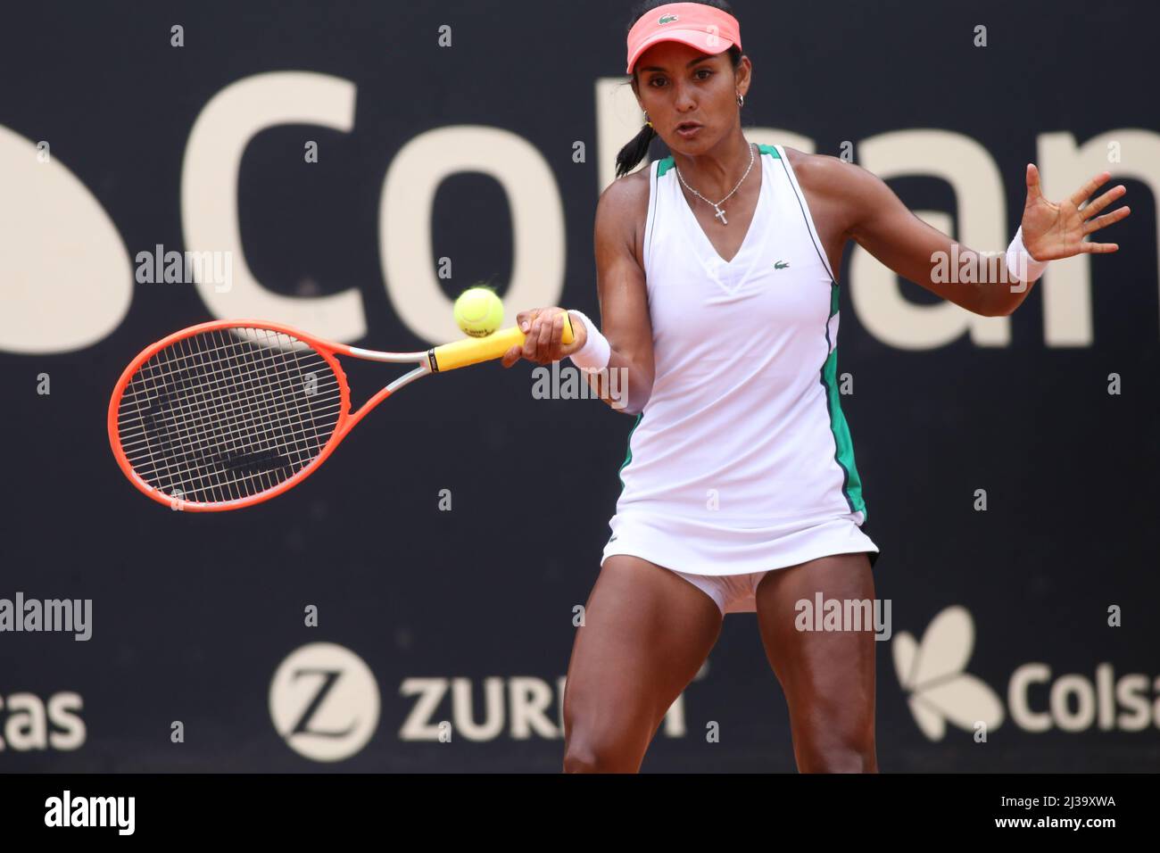 Bogota, Colombia. 6th Apr, 2022. Yuliana Lizarazo of Colombia plays during  the match against Mirjam Bjorklund of Sweden at the Copa Colsanitas WTA  Tournament on April 6, 2022 in Bogota, Colombia. (Credit