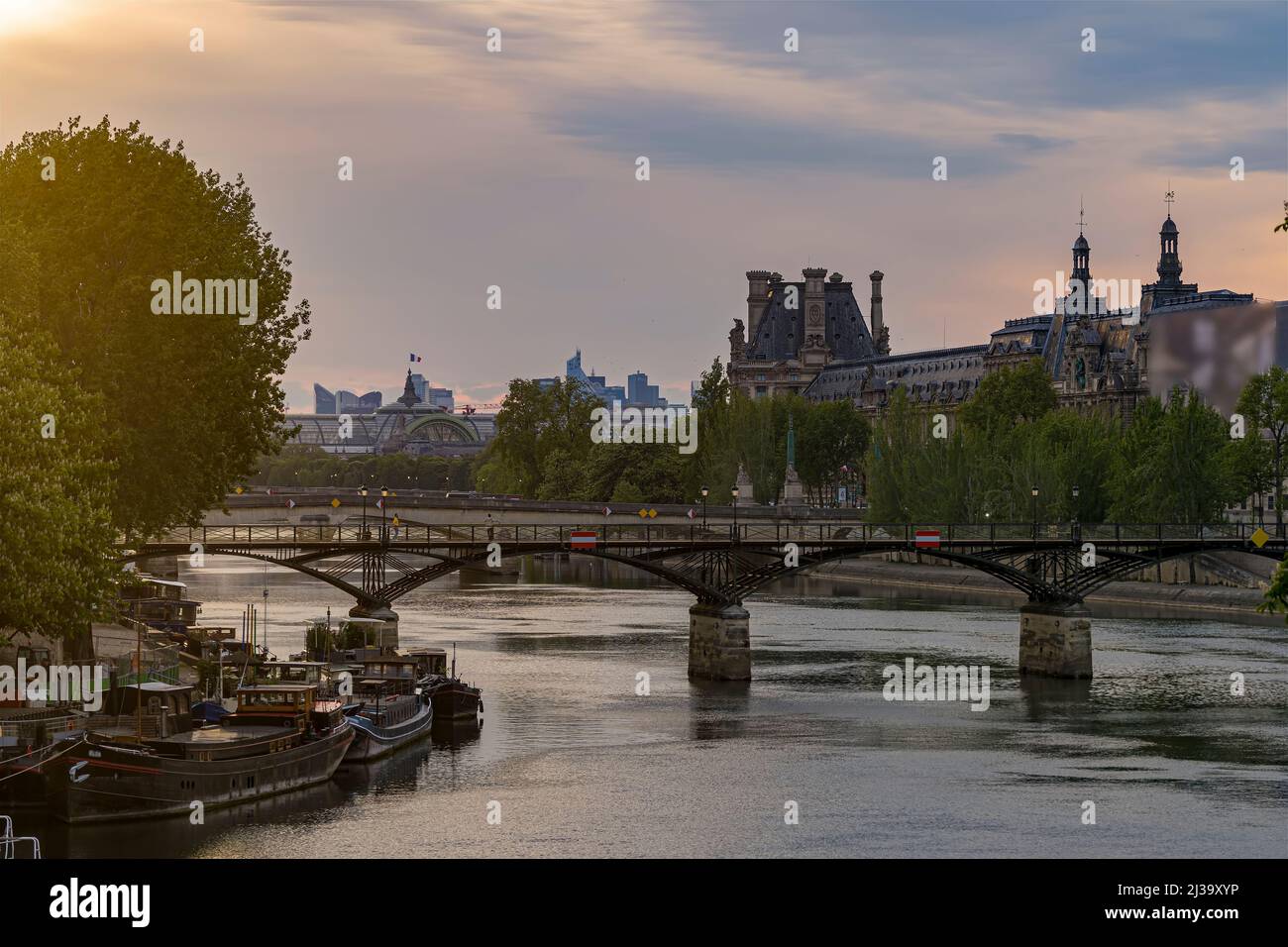 Paris Centre Inbetween Rivers Sunny and Cloudy Sky Over Paris Center With Famous Buildings and Seine ...