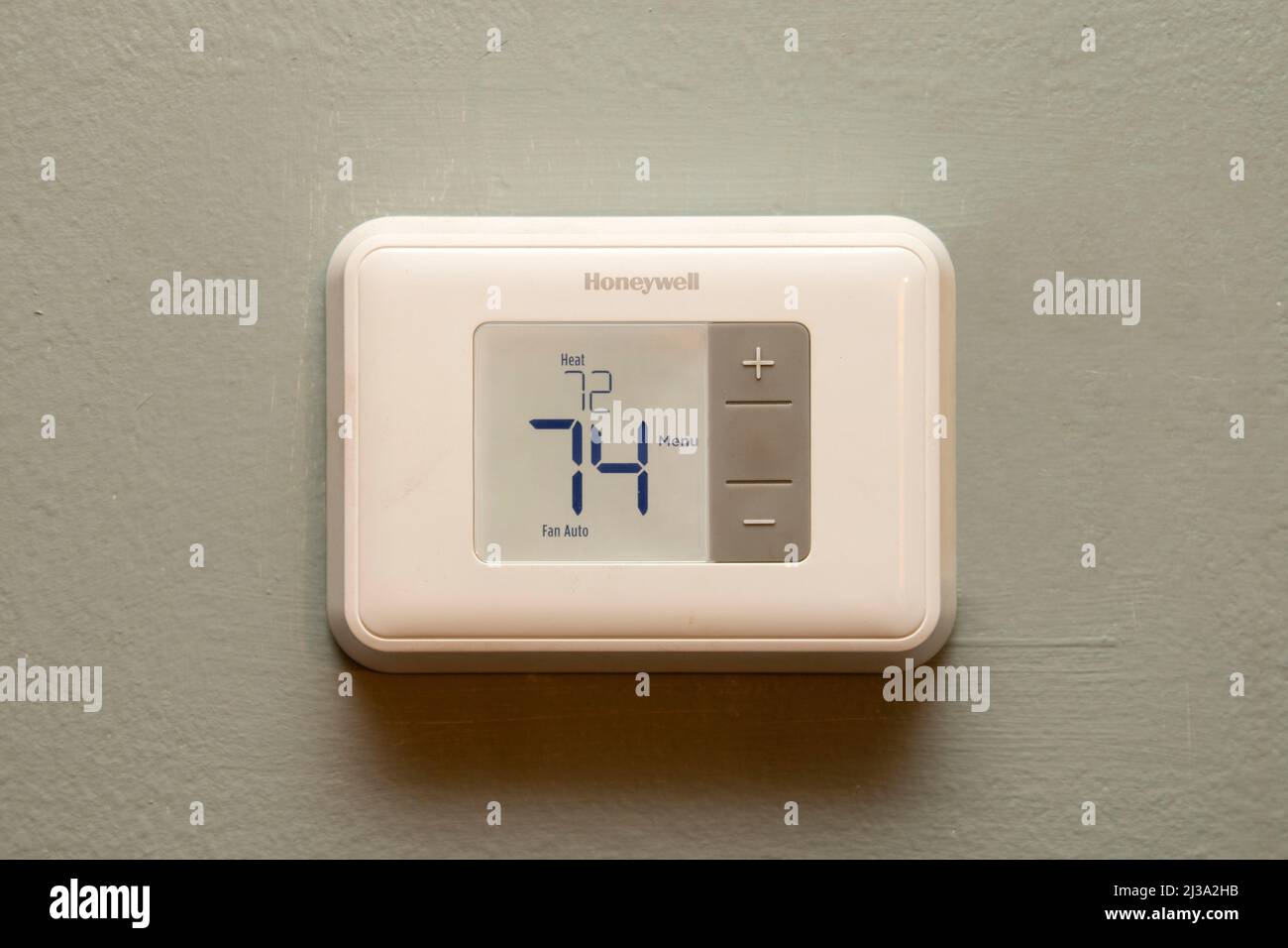 Honeywell Digital Wall Thermostat Stock Photo