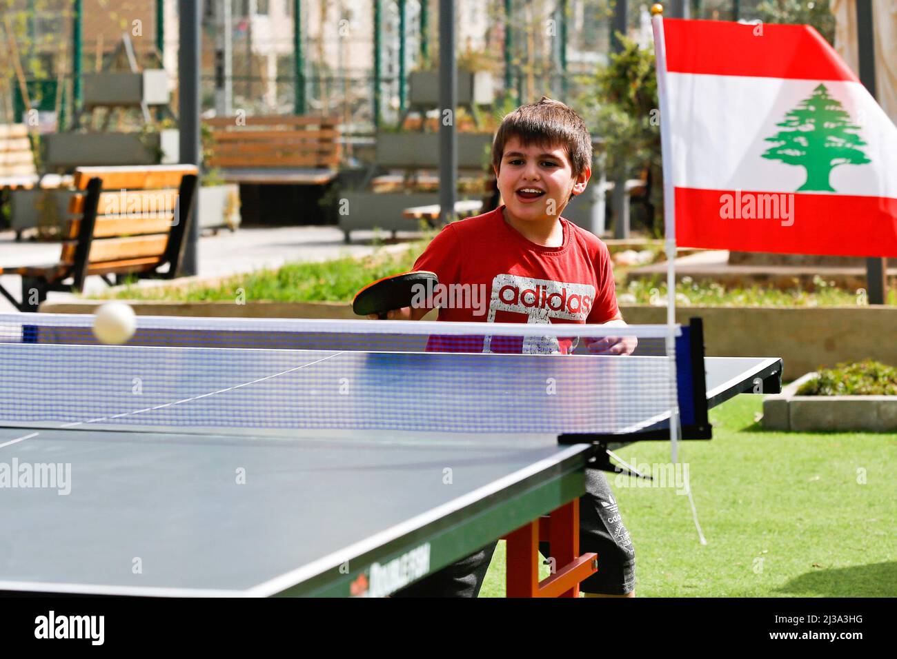 Beirut, Lebanon. 6th Apr, 2022. A boy takes part in the World Table