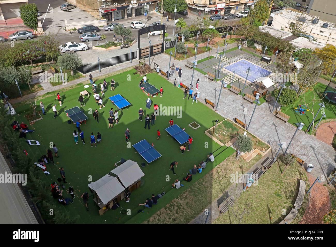 Beirut, Lebanon. 6th Apr, 2022. People take part in the World Table