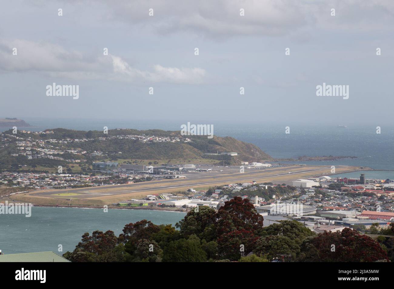 New Zealand, Wellington January 11 2020 aerial view of airport runway on January 11 2020 in