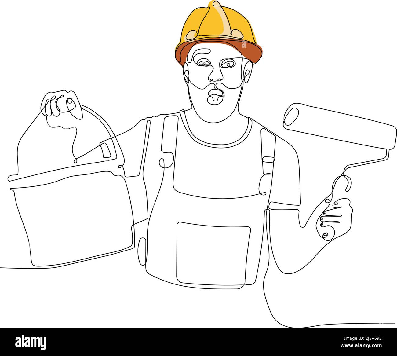 human hand holds paint brushes with pain Stock Vector