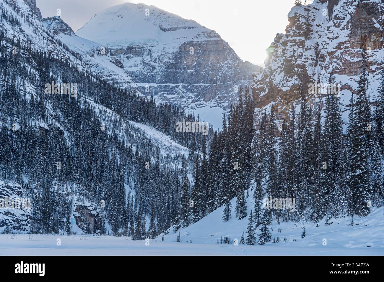 Lake Louise in Banff Park in winter time, Alberta, Canada Stock Photo ...