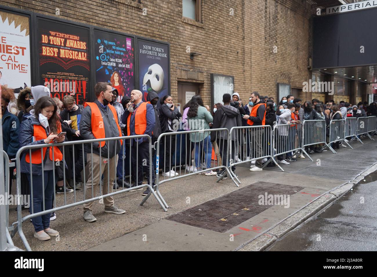 April 6 2022 New York NY USA Local high school students and teachers who participated in the Hamilton Education Project attend a Hamilton An American Musicala .The Richard Rodgers Theater NYC.April 6 ...