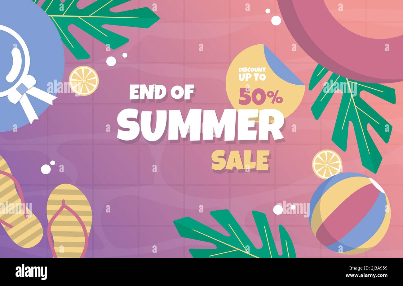 Swimming Pool Fruit Summer Sale Holiday Event Poster Template Stock Vector