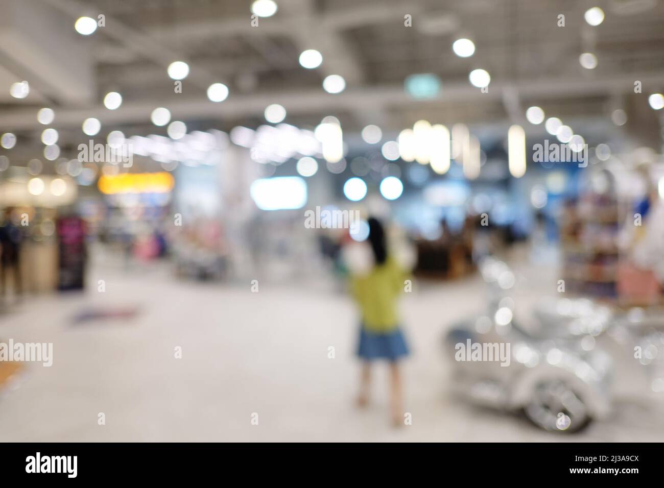 Abstract blur interior background or defocused shopping mall of department store for design in your work backdrop concept. Stock Photo