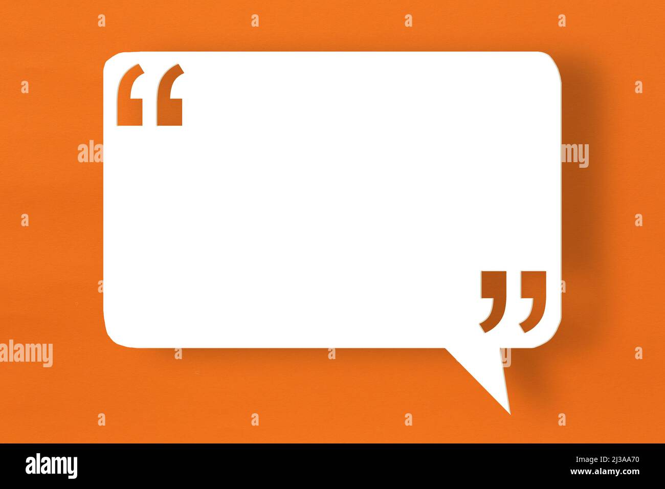 Empty white note paper floating on orange art paper background and have ...