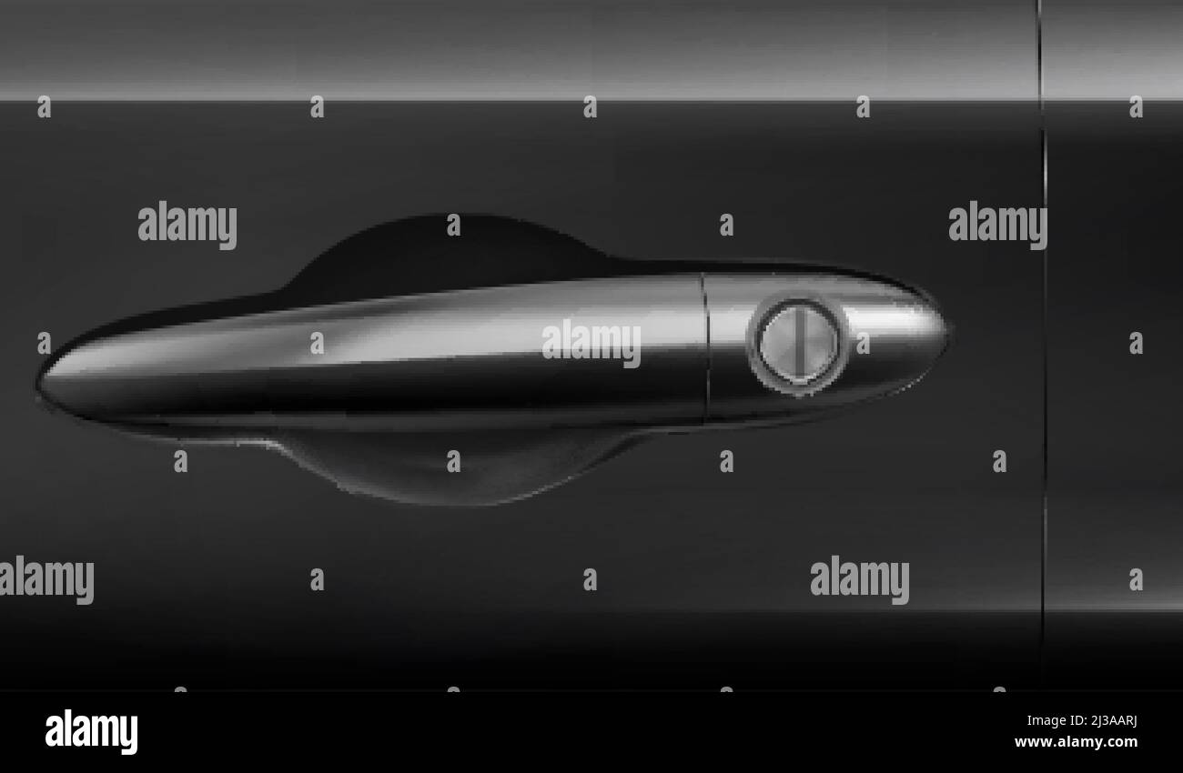 Handle for open, close and lock car door. Vector realistic illustration