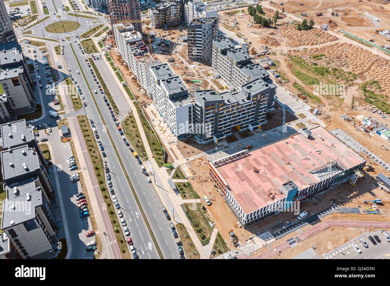 panoramic aerial view of new residential area under construction ...