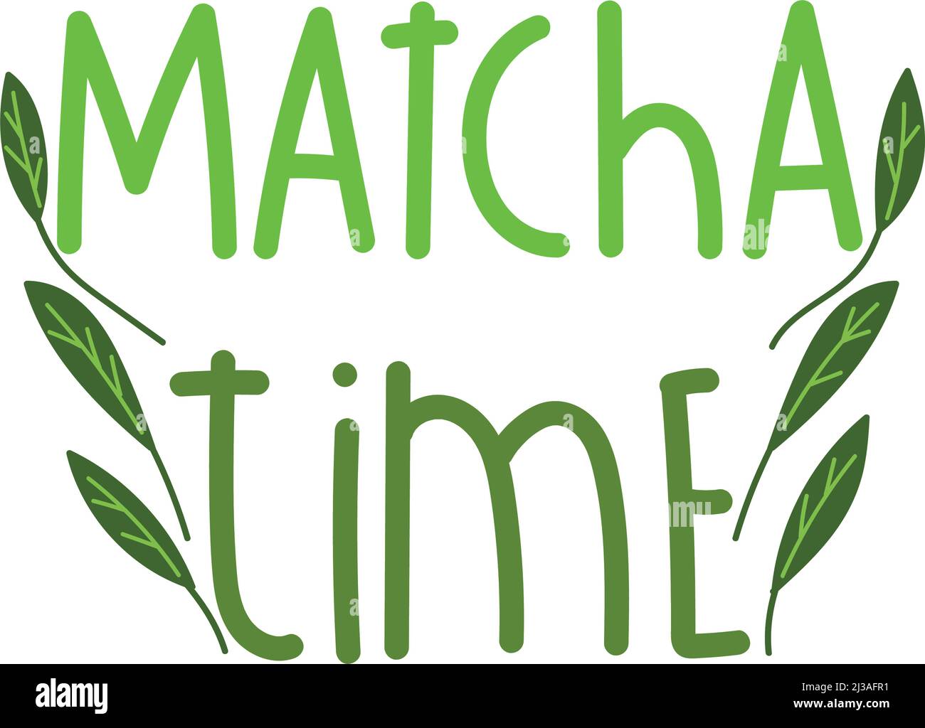 matcha time lettering Stock Vector