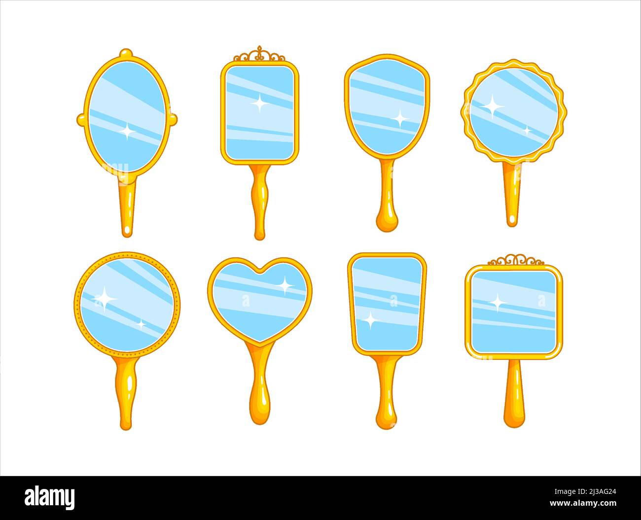 Princess hand mirror.Set of shiny gold mirrors for girl.Cartoon style Stock  Vector Image & Art - Alamy
