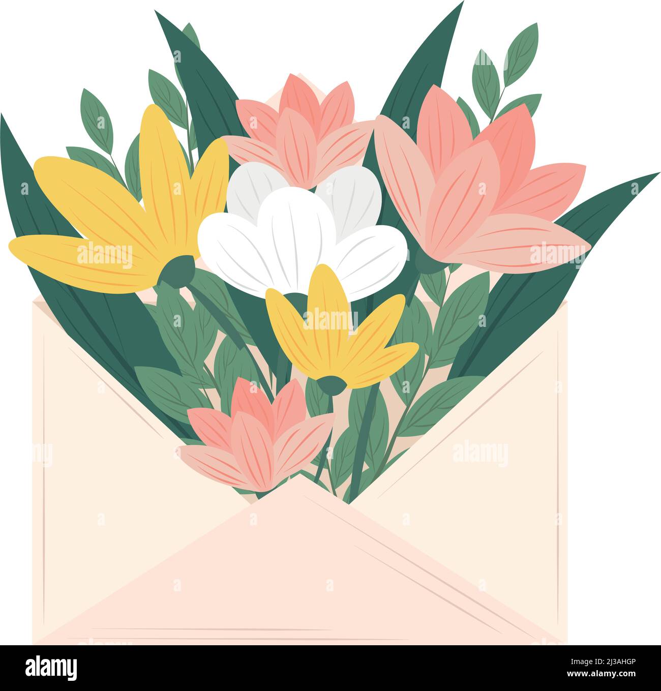 envelope with flowers Stock Vector Image & Art - Alamy