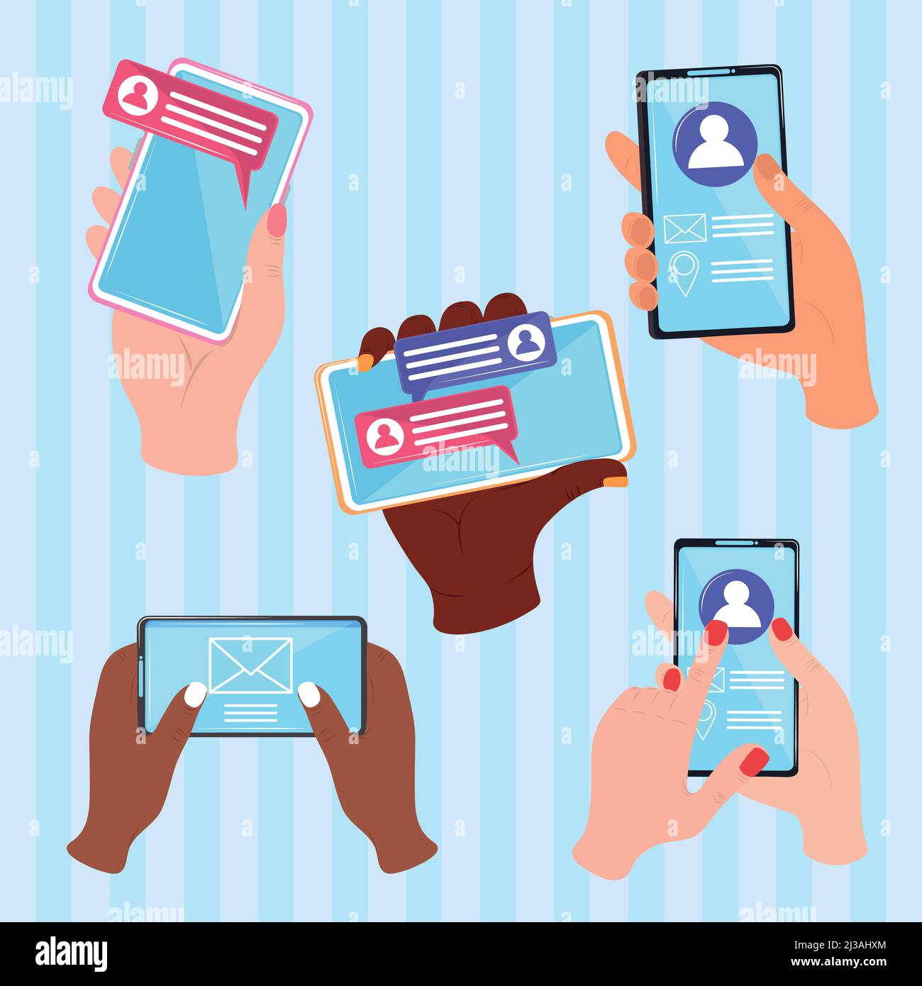 set of hands with smartphones Stock Vector Image & Art - Alamy