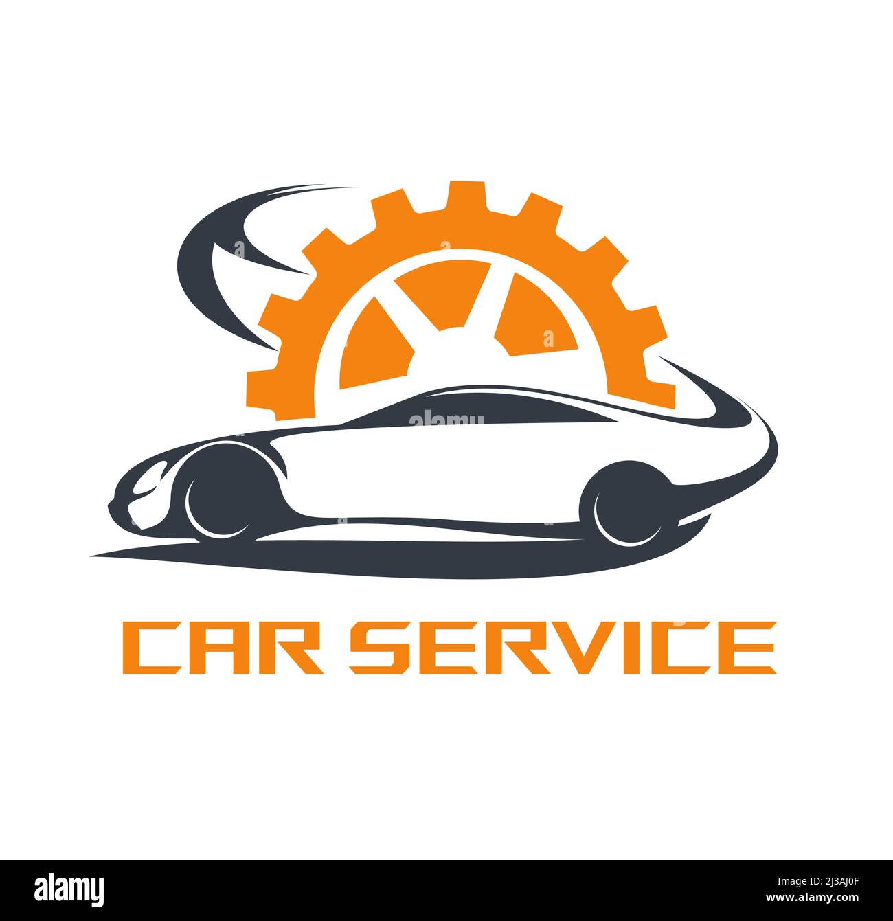 Car service icon vehicle maintenance, auto repair or mechanic garage.  Automobile repair shop or automotive workshop isolated vector symbol with  black car and orange gear wheel silhouettes Stock Vector Image & Art 