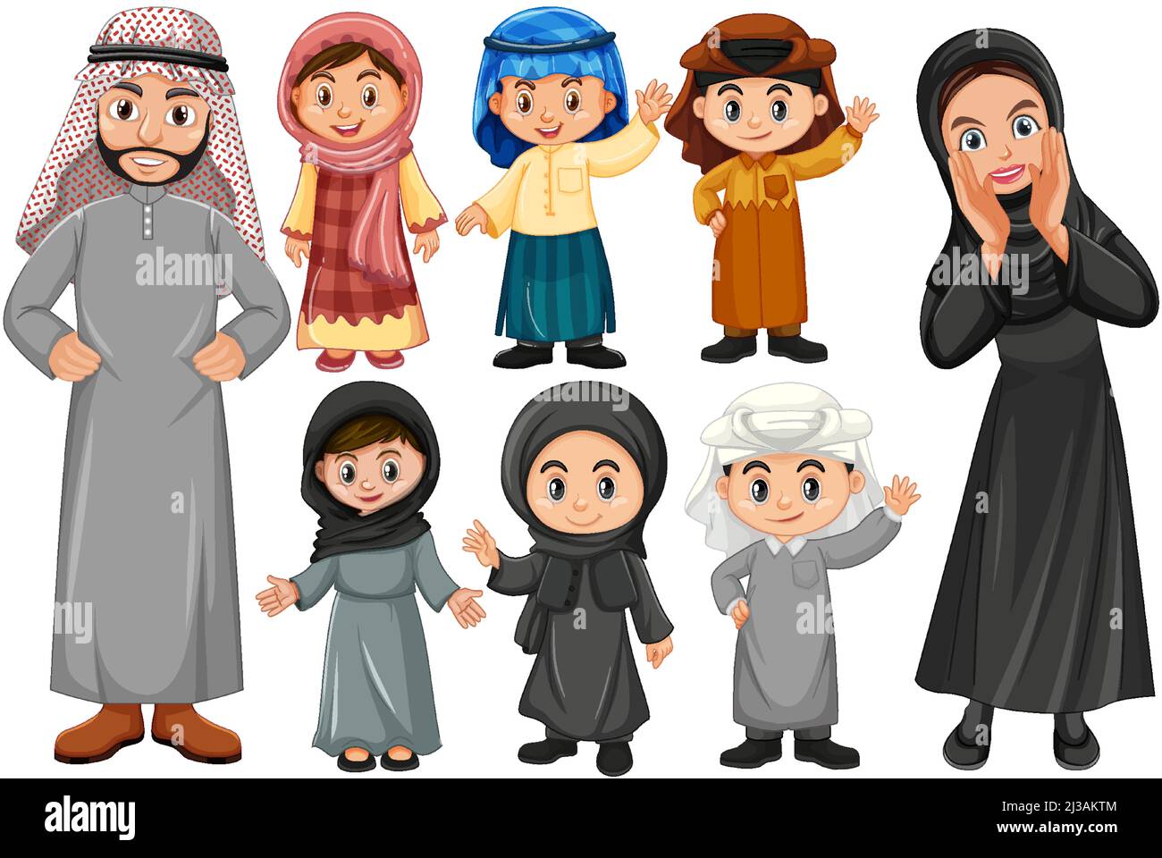 Arabic people in traditional costume illustration Stock Vector Image